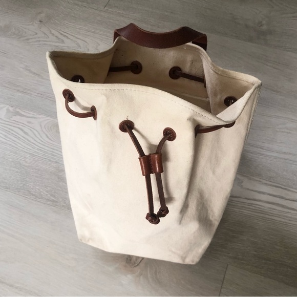 Madewell Canvas Leather Somerset Drawstring Backpack Purse - Picture 13 of 16